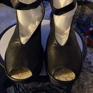 Fly London Black Peep Toe Heels